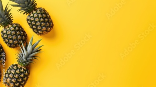 A Captivating Illustration of a Top-View Pineapple Fruit Arrangement