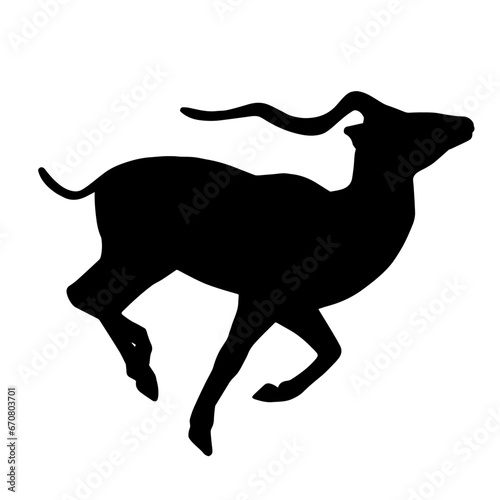 Silhouette of a antelope deer wild forest animal with antlers.