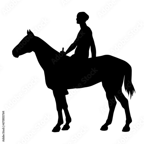 Silhouette of a female ride on horseback. Silhouette of a horse with a woman ride on his back.