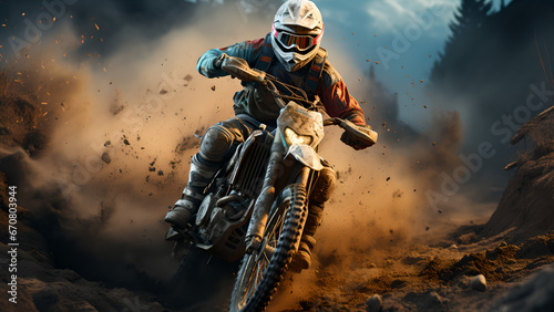 "Illustration of a person doing motocross, extreme sports illustration."
