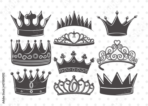 Crown Clipart SVG Cut File | Tiara Svg | King Crown Svg | Queen Crown Svg | Crown Bundle | Eps | Dxf | Png