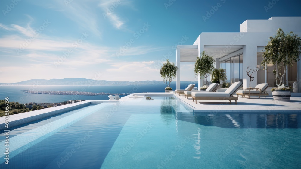 Luxurious pool with a stunning sea view