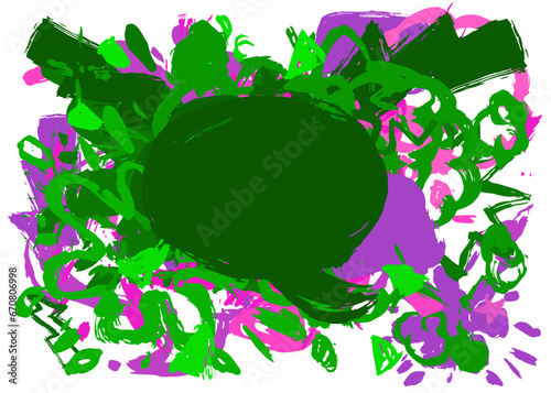 Green and purple graffiti speech bubble. Abstract modern Messaging sign street art decoration, Discussion icon performed in urban painting style.