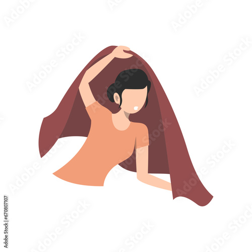 Illustration of Faceless Female Peep Character. Vector Design.