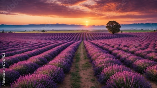 Best Locations for Sunset Over Lavender Fields, generative AI