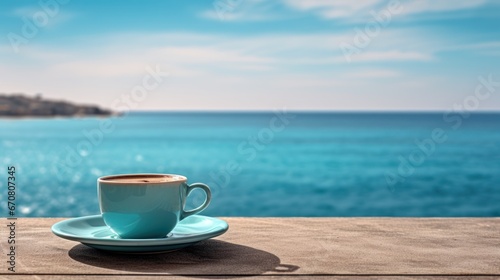 Enjoying a cup of coffee with a stunning sea view