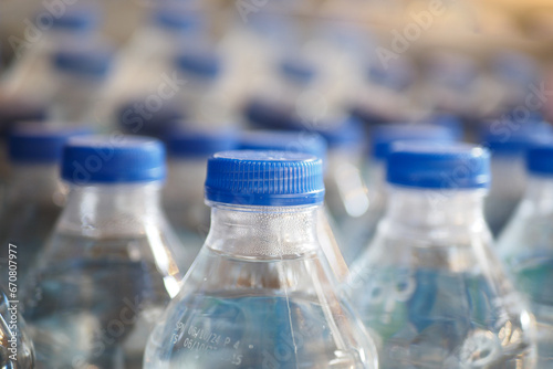 mineral water bottle in a row 