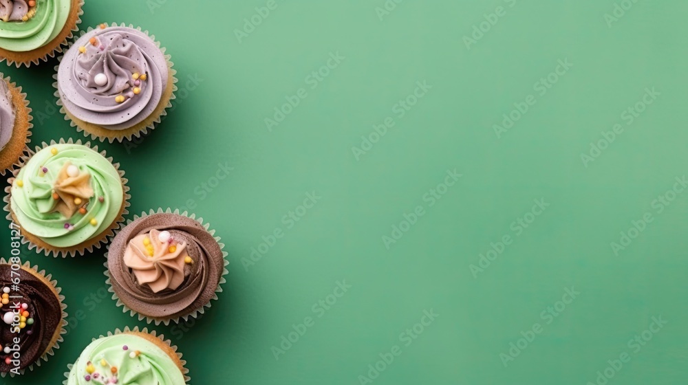 Scrumptious Display of Top View Cupcakes, Creating a Whimsical and Colorful Dessert Wonderland Scrumptious Display of Top View Cupcakes, Creating a Whimsical and Colorful Dessert Wonderland