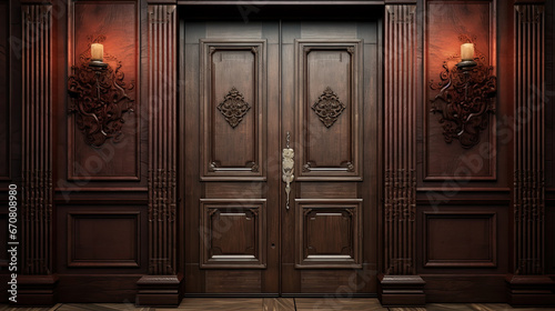 classic double front entrance wooden doors