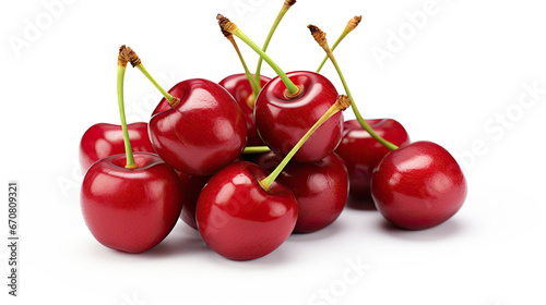ripe red cherries isolated on a white background