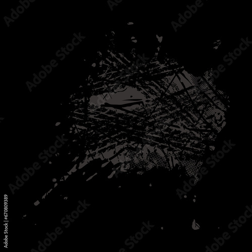 Colored grunge textured tire track. Dirty splattered shape. Vector illustration. Distressed design element for create vintage grunge effect with noise and grain