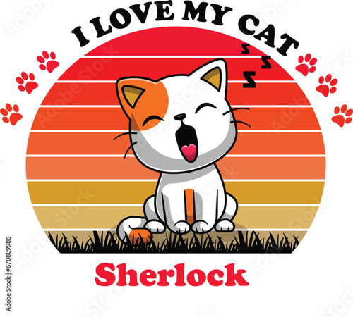 Sherlock Is My Cute Cat, Cat name t-shirt Design