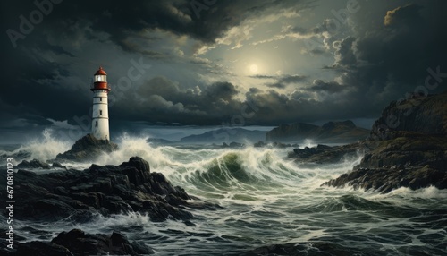 white lighthouse illustration