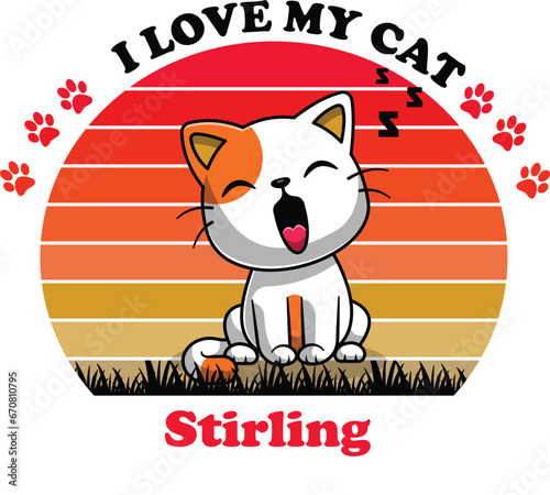 Stirling Is My Cute Cat, Cat name t-shirt Design