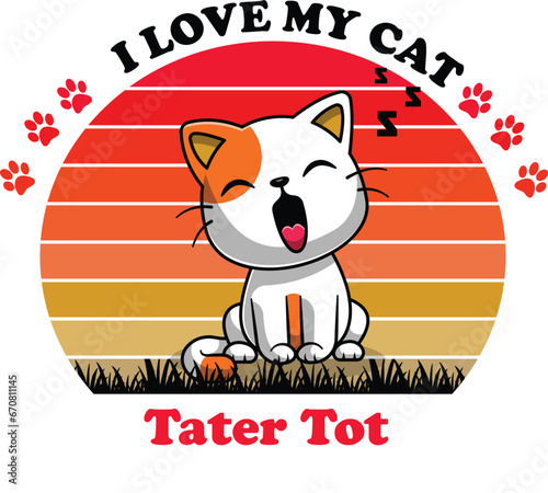 Tater Tot Is My Cute Cat, Cat name t-shirt Design