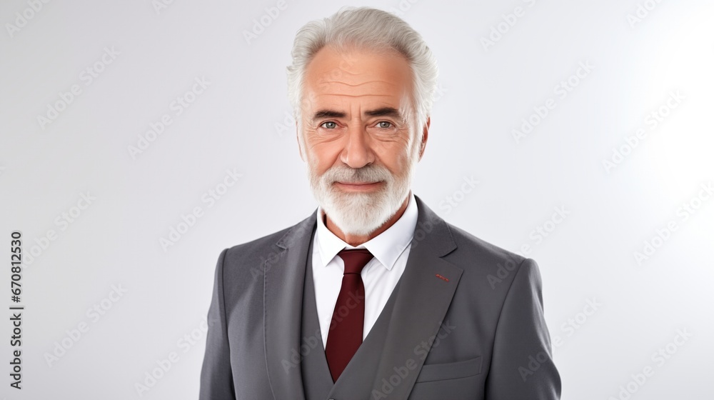 Portrait of confident caucasian mature senior businessman ceo boss bank employee lawyer in formal suit isolated on white background. Portrait of confident caucasian mature senior businessman ceo boss bank employee lawyer in formal suit isolated on white background.
