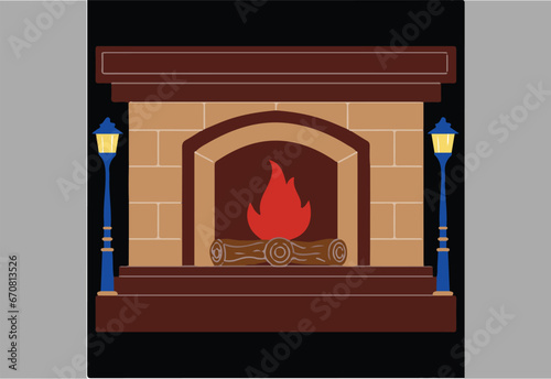 fireplace with Christmas decorations