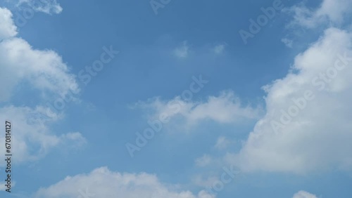 Timelapse of beautiful blue sky and white cloud with 4k resolution. The environment in the natural world.