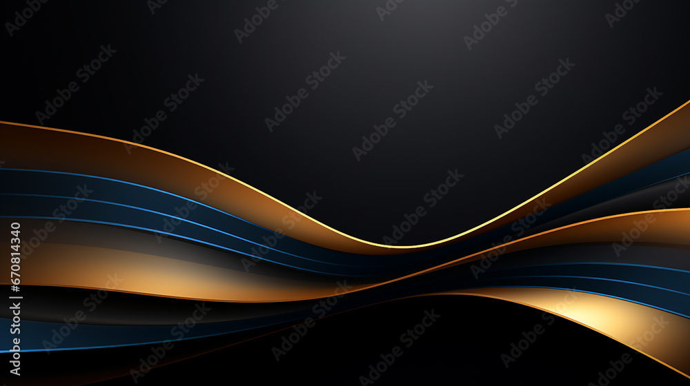 Abstract dark wave background with ribbon gold lines Abstract dark wave background with ribbon gold lines