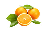 Orange_with_sliced_and_green_leaves_isolated