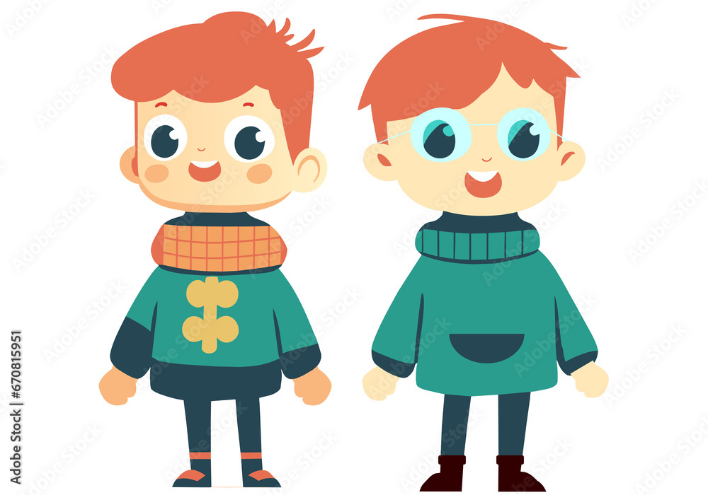 Boy in warm clothes. Vector illustration in cartoon style. Boy in warm clothes. Vector illustration in cartoon style.