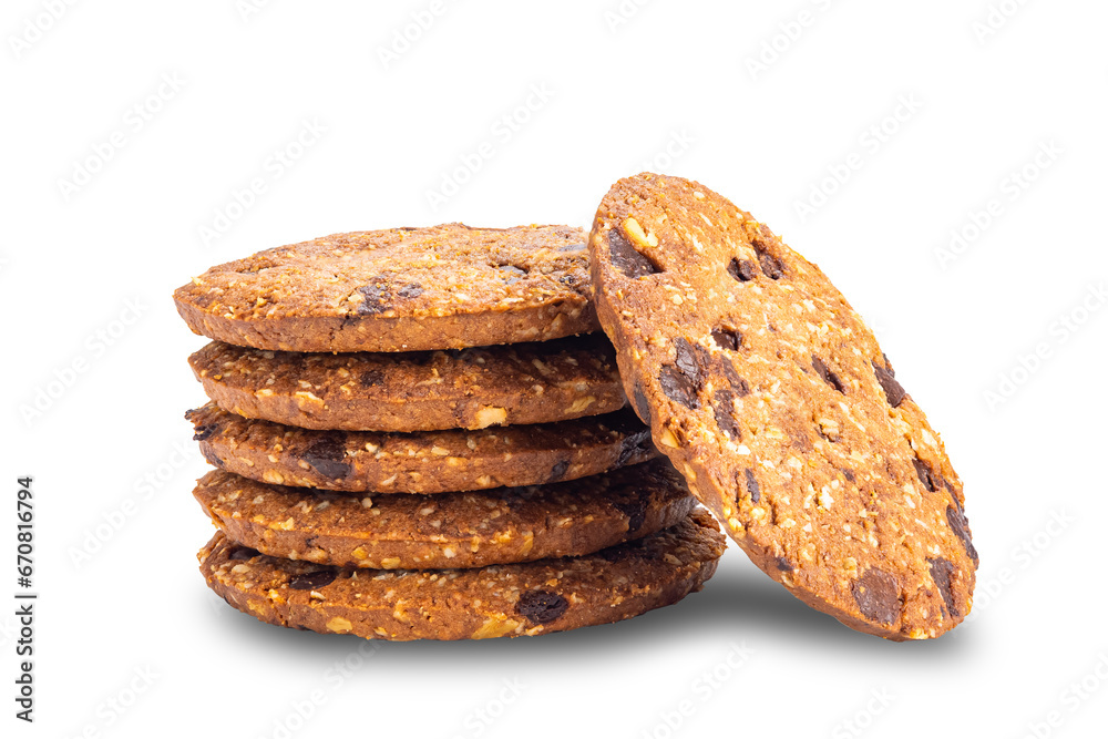 Stack of delicious homemade crunchy oatmeal biscuits. Stack of delicious homemade crunchy oatmeal biscuits.