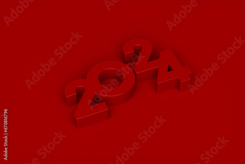 New Year 2024 Creative Design Concept, 3D rendering.