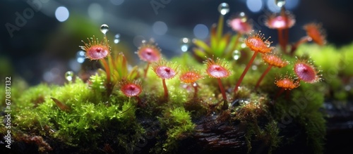 Close up of sundew flowers on moss © 2rogan