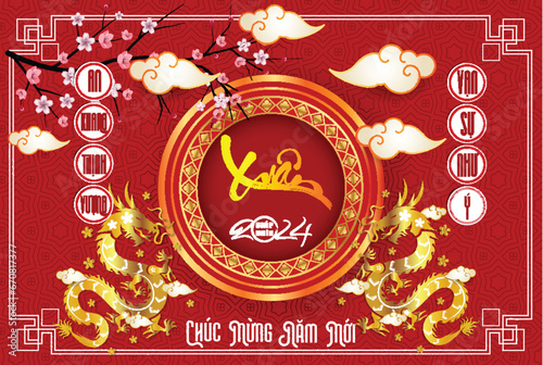 Happy lunar new year 2024, Vietnamese new year, chinese new year, Year of the Dragon. © thanhtrong007