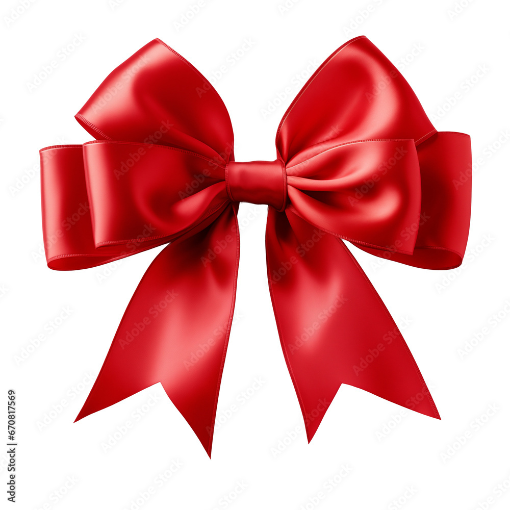 Christmas ribbon - red bow decoration isolated on transparent background Christmas ribbon - red bow decoration isolated on transparent background