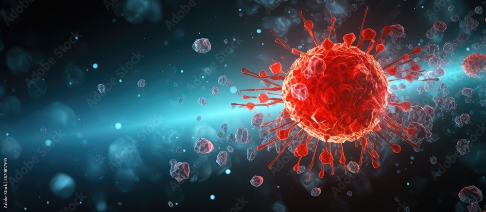 Color background digital illustration of the HIV virus - obrazy, fototapety, plakaty 