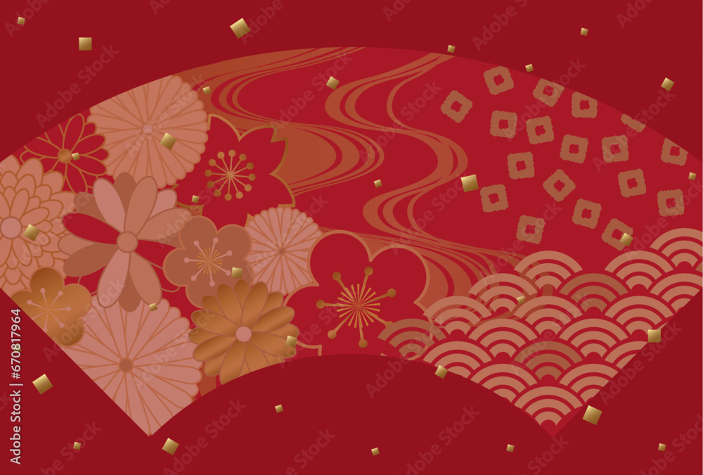 Obraz premium 赤の和柄の背景素材