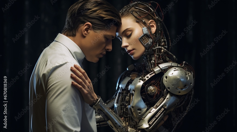 Naklejka premium Love, Romance, and Technology: The Journey of Human-Robot Relationships and Intimacy
