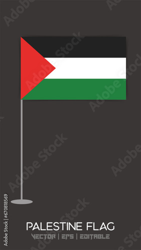 Simple Palestine flag Standing in a stand on a nice gradient background presentation, Vertical wallpaper, National flag, Victory sign, War crisis, Political conflict.