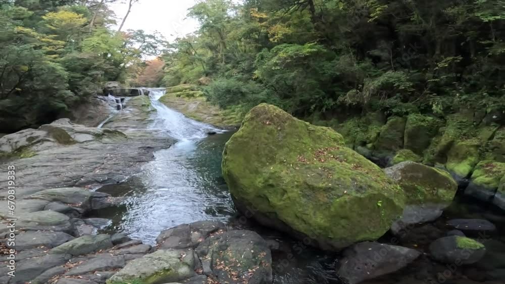Kikuchi Keikoku or Kikuchi Gorge is a 4km long gorge located in Aso Kuju National Park and was selected as one of the 100 best waters in Japan. Kikuchi Keikoku or Kikuchi Gorge is a 4km long gorge located in Aso Kuju National Park and was selected as one of the 100 best waters in Japan.