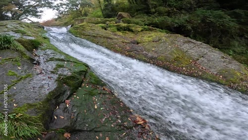 Kikuchi Keikoku or Kikuchi Gorge is a 4km long gorge located in Aso Kuju National Park and was selected as one of the 100 best waters in Japan.  photo