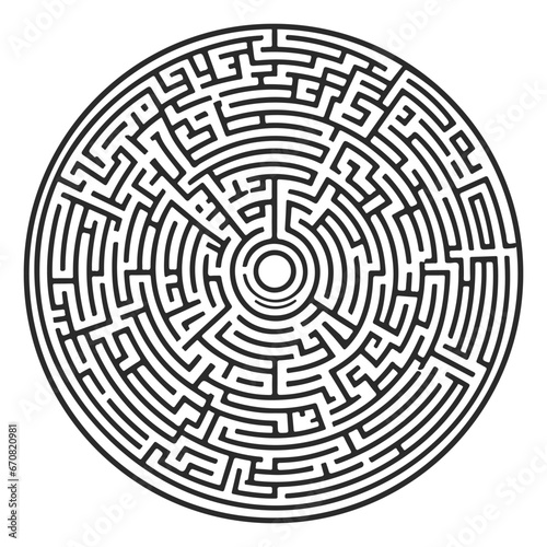 circle maze game for the kids, challenging riddle game, labyrinth for education