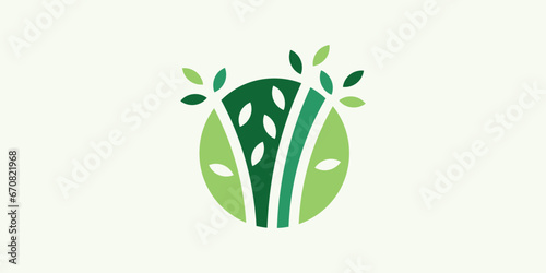 logo combination of natural plants with a circle shape 