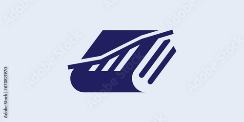 logo design combining book shape with financial or investment data.