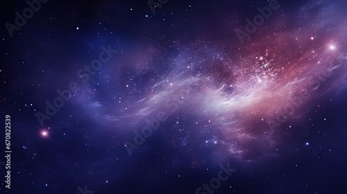 Abstract Space background panoramic  realistic nebula and shining stars.AI generated