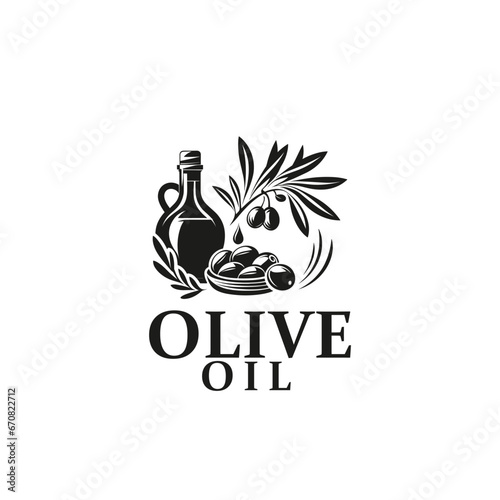 Vector natural olive oil logo design template 