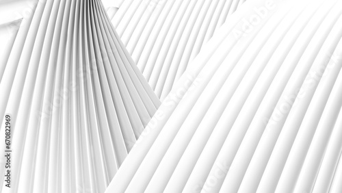 White curved lines, an animated abstract background with white curved waves, 3D rendering