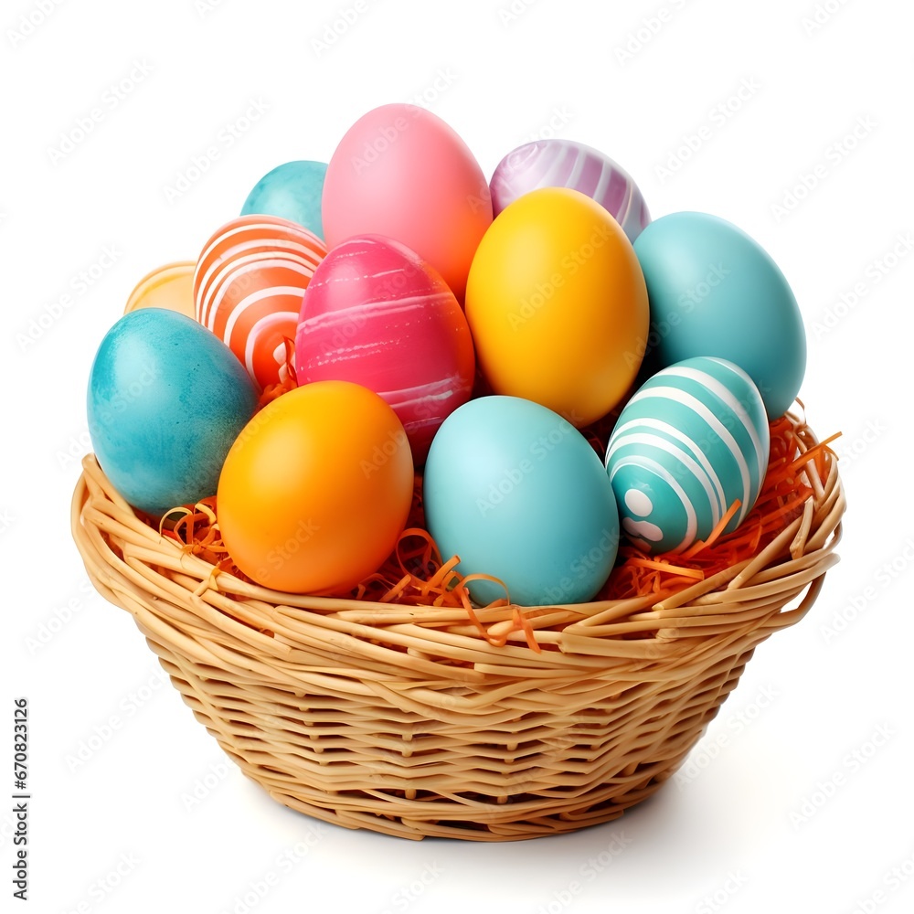 easter eggs in a basket