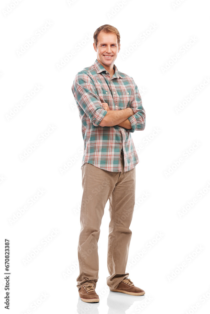 Man, full body portrait and smile, arms crossed and confident with casual fashion isolated on transparent png background. Male model, happiness and positivity, pride and trendy clothes with style Man, full body portrait and smile, arms crossed and confident with casual fashion isolated on transparent png background. Male model, happiness and positivity, pride and trendy clothes with style