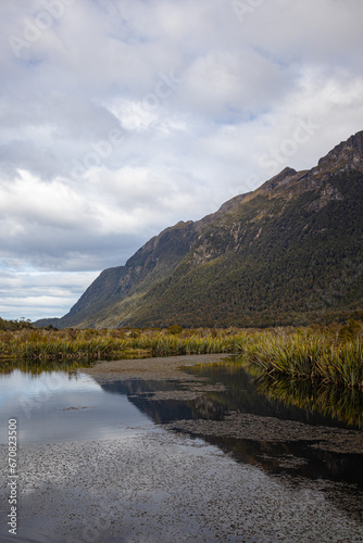 Mirror Lake  Fiordland  in New Zealand s South Island