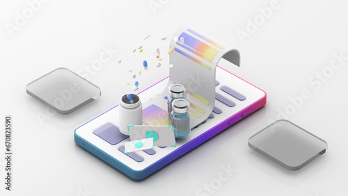 Wallpaper Mural Viewing health data on your phone, as well as your individual drugs and treatment costs.,3d rendering Torontodigital.ca