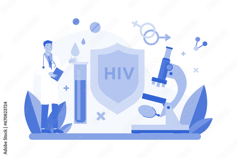 Medical Workers With HIV Test Tubes Are Researching On Aids Blood Medical Workers With HIV Test Tubes Are Researching On Aids Blood