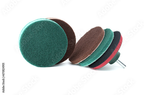 Cleaning and polishing accessories isolated on white