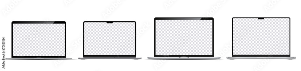 Realistic Open Laptop with Blank Screen for you design. Device screen mockup. Vector illustration 2023-2024 - obrazy, fototapety, plakaty 