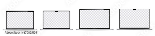 Realistic Open Laptop with Blank Screen for you design. Device screen mockup. Vector illustration 2023-2024